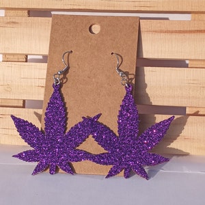 Marijuana Leaf Earrings, Rich Purple Hemp Leaf Earrings, Pot Leaf Earrings ,Pot Lover Earrings, Pot Head Gift, Pot Lover Gift