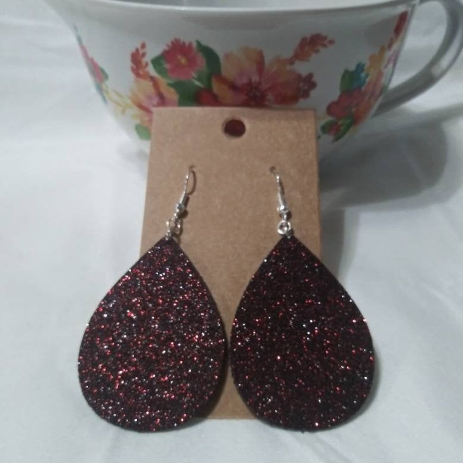 Glitter leather earrings Clearance