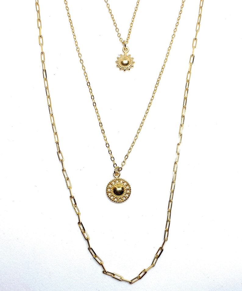 3-1 necklace gold necklace sun necklace Layered Necklace SUN Necklaces Personalized Necklace Birthday Gift for Her ready to ship gift
