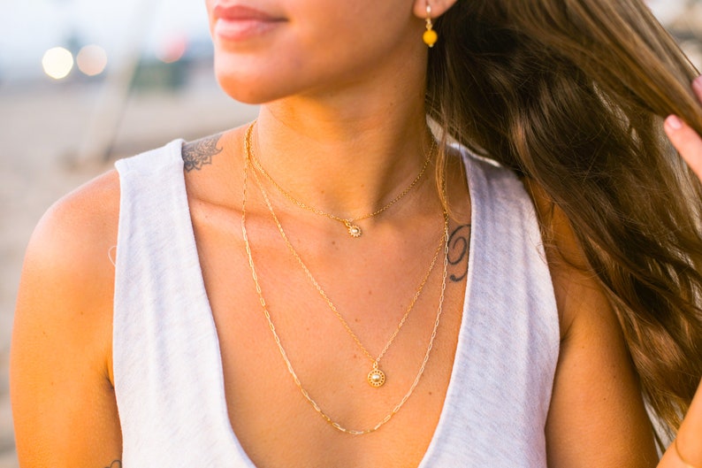 3-1 necklace gold necklace sun necklace Layered Necklace SUN Necklaces Personalized Necklace Birthday Gift for Her ready to ship gift