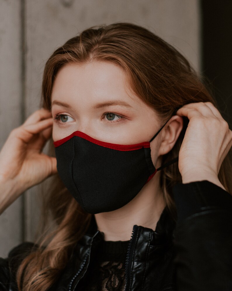 Size M black face mask with filter pocket Etsy