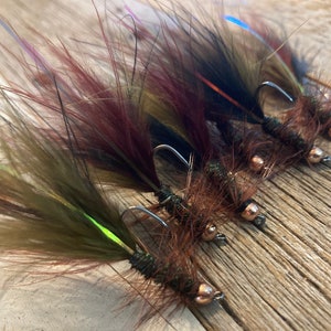 1/2 Dozen (x6) Handmade Woolly Bugger Flies Bead-head Tungsten - Thin Mint