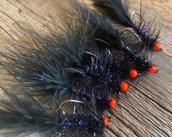 1/2 Dozen (x6) Handmade Woolly Bugger Flies Bead-head Tungsten - Egg-Sucking Leech