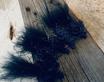 1/2 Dozen (x6) Handmade Balanced Leech Fly -  Bruised Black