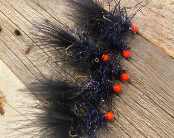 1/2 Dozen (x6) Handmade Balanced Leech Fly - Rowley's Egg-Sucking Leech