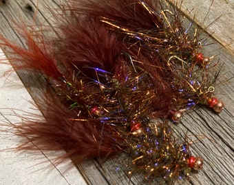 1/2 Dozen (x6) Handmade Balanced Leech Fly- Canadian Brown UV