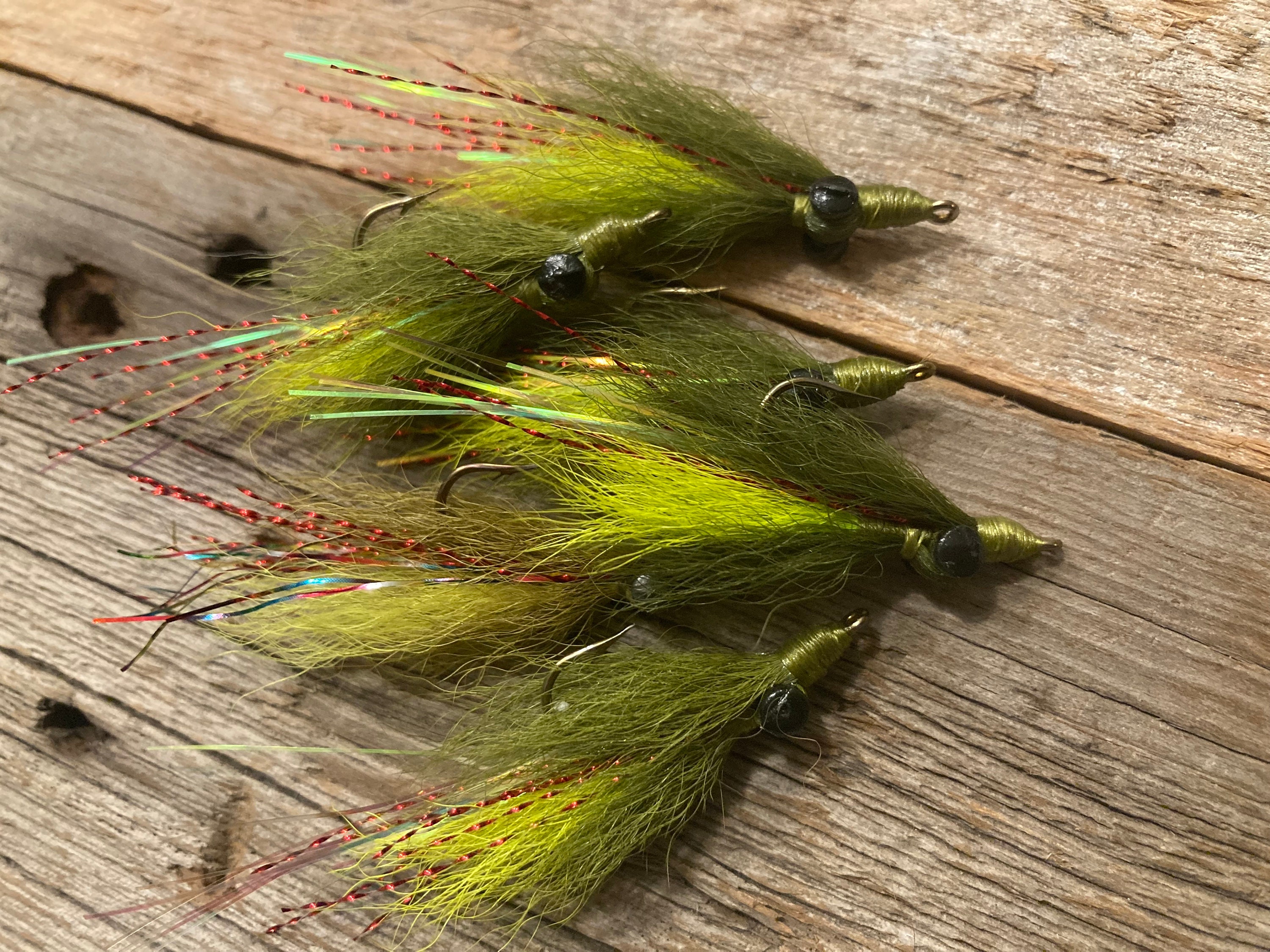 1/2 Dozen (x6) Handmade Clouser Darters- Electric Frog