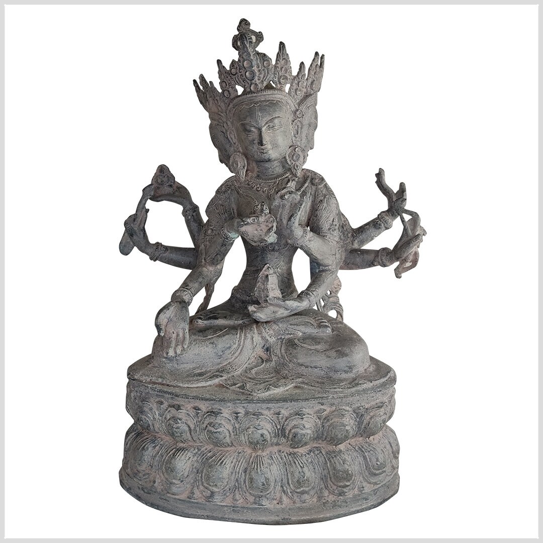 Ushnishavijaya 36 cm 5,5kg messing graniet grijs - moeder van alle Boeddha's - handgemaakt uit Nepal