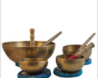 Singing bowl set: head, throat, heart and solar plexus bowls, 3.7kg