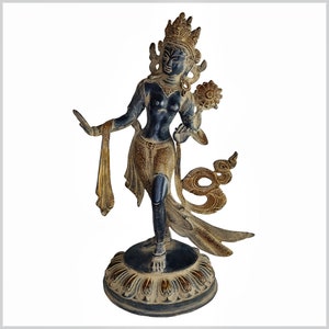 Green Tara walking brass black antique 39 cm 4kg - handmade from Nepal