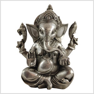 Ganesha the God of Luck - 21 cm 3kg Brass Silver