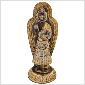 Stojący Budda 35 cm 5kg mosiądz antyczny brązowy