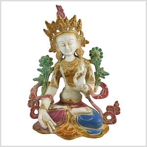 White Tara statue 27 cm 3kg colorfully decorated - worldwide unique piece