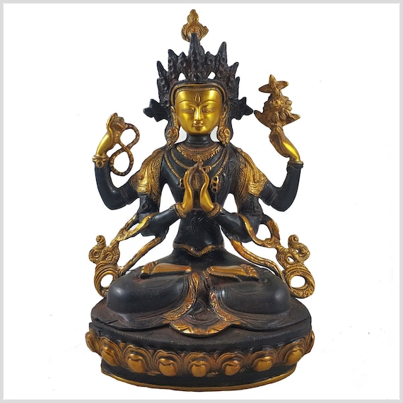 Avalokiteshvara Tara Buddha 36 cm 3,8 Kilo Messing Nepal Chenrezig Chen Rezig 