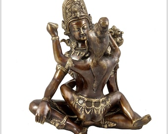 Yab Yum Buddha Shakti brass antique brown 25 cm
