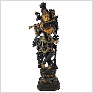 Krishna brass noble black gold 76 cm 15,6kg handmade Hinduism Ganesha Shiva