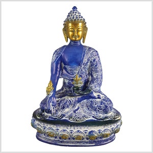 Blue Medicine Buddha brass blue white gold 33 cm 4kg