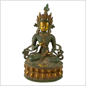 Vajrasattva brass green antique matt 38 cm 4,3kg