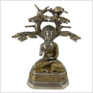 Buddha under the Bodhi tree brass silver gold 23 cm 3.3 kg
