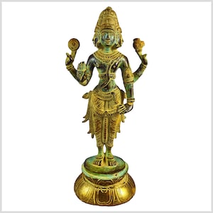 Brahma statue brass green-brown antique 26 cm 2.2kg