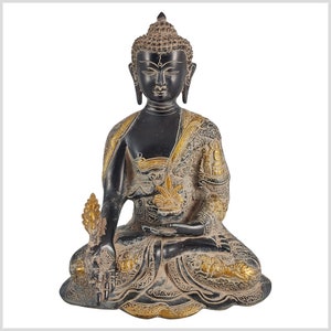 Medicine Buddha Bhaisajyaguru brass black antique 29 cm 6kg