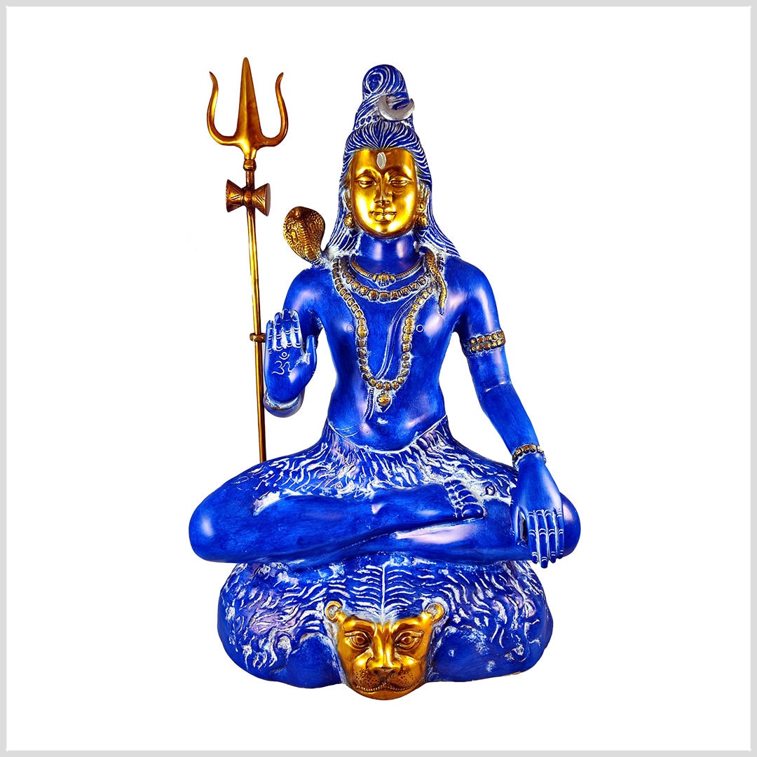 Buy Shiva Brass 58 Cm 16kg Blue Gold Nataraja Blessing Shiva