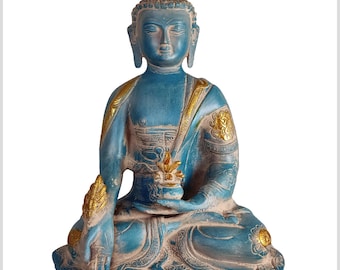 Medicine Buddha brass blue gold 25 cm 3kg handmade