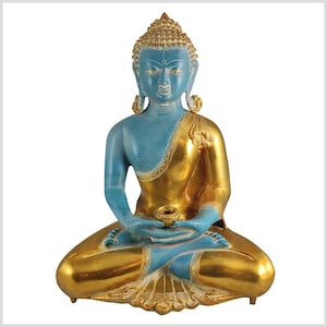 Enlightened Buddha brass light blue gold 51 cm 18kg Kundal