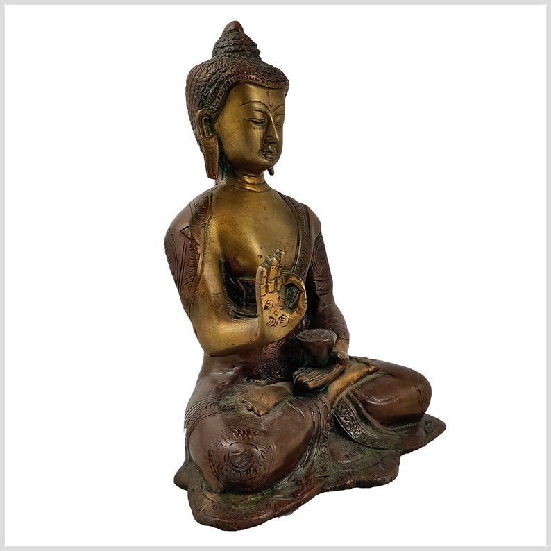 Ministatue Ratnasambhava Buddha Statue Messing 4,3cm Handarbeit aus Nepal 
