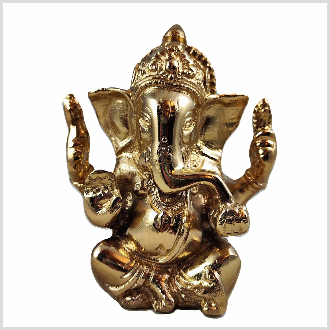Ganesha 11.5 cm 760g 24 carat gold plated