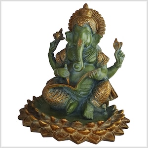 Lotus Ganesha and the Holy Scripture Brass 21 cm 4kg - Many Different Colors