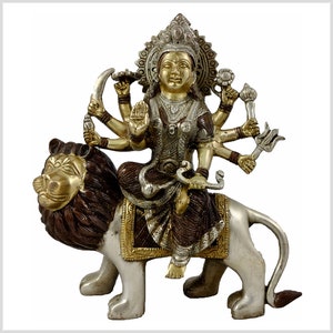 Durga Shakti – Goddess of Perfection Brass 18 cm 2,8kg Handmade Sarasvati Lakshmi Hinduism