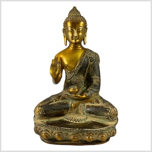 Teaching Buddha Brass goldaubergine antique 29 cm 4kg
