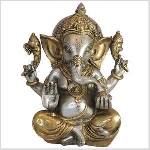 Ganesha the God of Luck - 21 cm 3kg Brass / Silver
