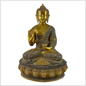 Teaching Buddha Brass goldaubergine antique 36 cm 7,2kg