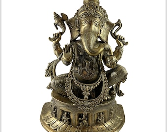 Ganesha sur socle laiton doré 46 cm 22kg