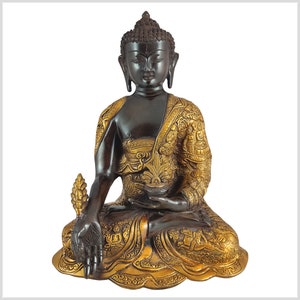 Medicine Buddha Bhaisajyaguru brass black gold 29 cm 6kg