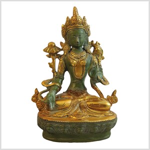 White Tara - Sitatara brass green gold 20 cm