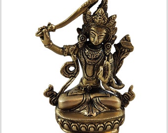 Manjushri Buddha brass 14 cm