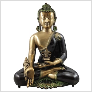 Medicine Buddha Kundal 17kg 51 cm brass antique green
