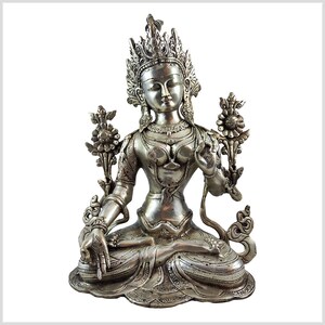 White Tara Sitatara brass silver plated 39 cm 6.9 kg