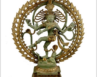 Dancing Shiva 43 cm 6.6kg brass mint green Nataraja