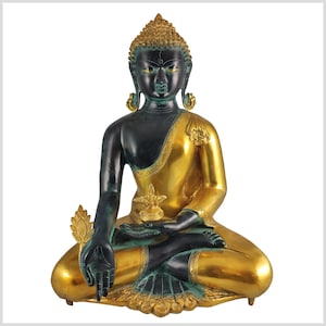Medicine Buddha Kundal 51 cm 17kg brass petrol gold *unique piece*