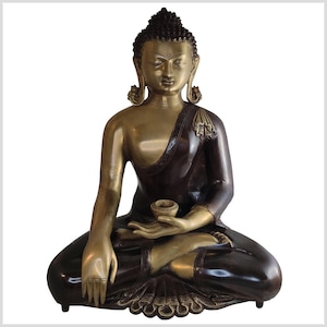 Grounding Buddha Bhumisparsa Mudra Brass Eggplant 15kg 51 cm Kundal - Handcrafted from Nepal