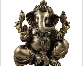 Ganesha Elefante Dios Dios de la Fortuna Latón Cobre 35.5cm 11kg Hinduismo Shiva Ganapati Ganesa Ganej