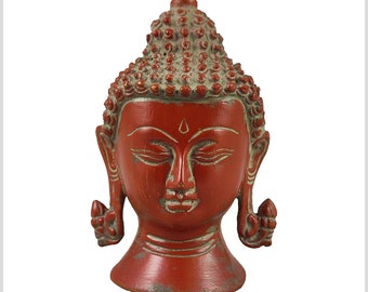 Buddhakopf Messing rotantik 14cm Buddha Büste