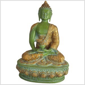 Enlightened Buddha - Amitabha Buddha brass dark mint green 33 cm 4kg