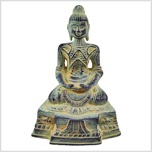 Fasting Buddha brass blue-green 19 cm 2kg