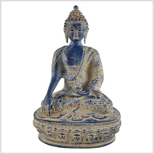 Buddha statue Earthing Buddha brass lapis lazuli blue 33 cm 4kg