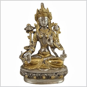 White Tara - Sitatara brass silver plated 20 cm